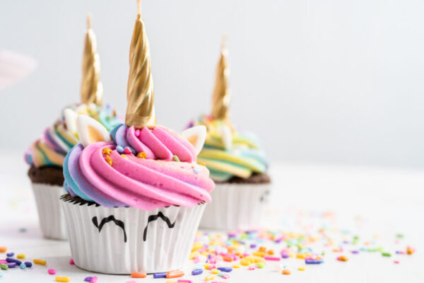 Whimsical Unicorn Cupcakes with Chocolate Cake Base
