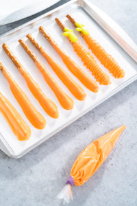 Carrot Chocolate Covered Pretzels - Arina Photography