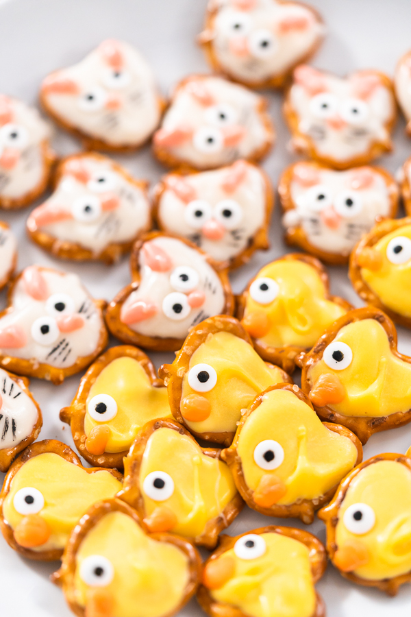 Easter Chocolate Covered Pretzel Bunnies and Ducklings - Arina Photography