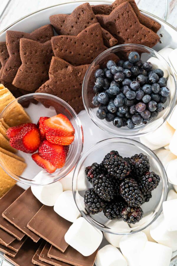 Fruit s'mores charcuterie board - Arina Photography