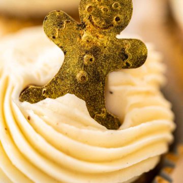 Gingerbread cupcakes - Arina Photography Freshly baked gingerbread cupcakes with eggnog buttercream frosting and topped with a gingerbread man.