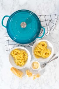 Garlic Shrimp Pasta with Spinach - Arina Photography