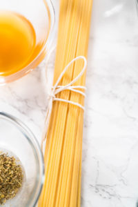 Garlic Shrimp Pasta with Spinach - Arina Photography