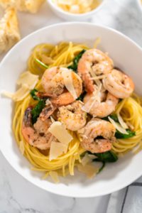 Garlic Shrimp Pasta with Spinach - Arina Photography