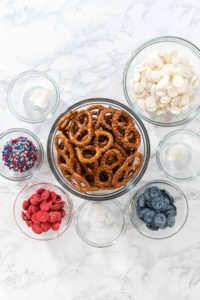 Red White and Blue Chocolate Covered Pretzel Twists - Arina Photography