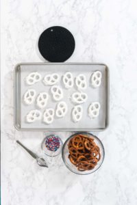 Red White and Blue Chocolate Covered Pretzel Twists - Arina Photography