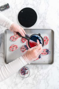 Red White and Blue Chocolate Covered Pretzel Twists - Arina Photography