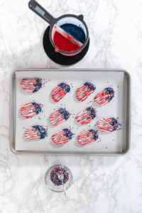 Red White and Blue Chocolate Covered Pretzel Twists - Arina Photography