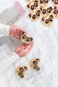 Panda shaped shortbread cookies with chocolate icing - Arina Photography
